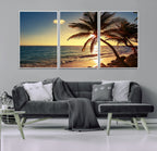 Sunset Palm Trees Wall Art Canvas Print