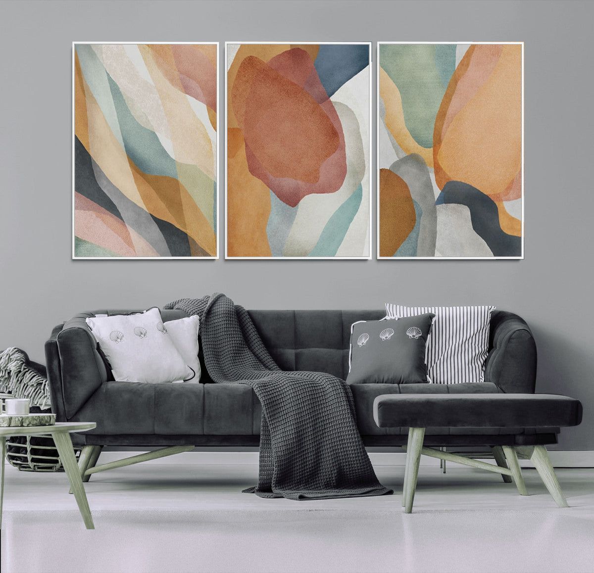 Boho Wall Art Canvas Print Set, Watercolor Boho Wall Art