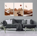 Boho Wall Art Canvas Print Set | Mid-Century Bohemian Wall Artwork, Boho Neutral