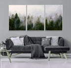 Forest Wall Art Canvas Print | Foggy Forest Wall Art | Pine Wood Forest Print