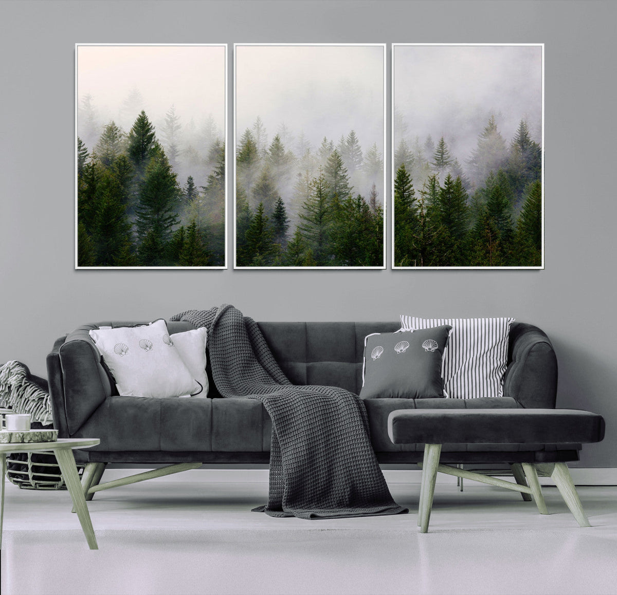 Forest Wall Art Canvas Print | Foggy Forest Wall Art | Pine Wood Forest Print