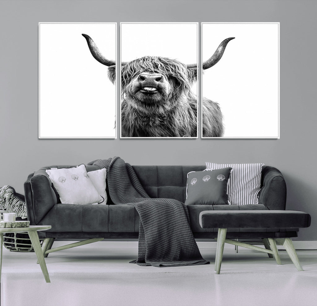 Fanny Scottish Highland Cow Cattle Art Print Farmhouse Wall Art Canvas Print