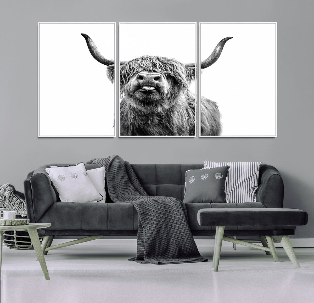 Fanny Scottish Highland Cow Cattle Art Print Farmhouse Wall Art Canvas Print