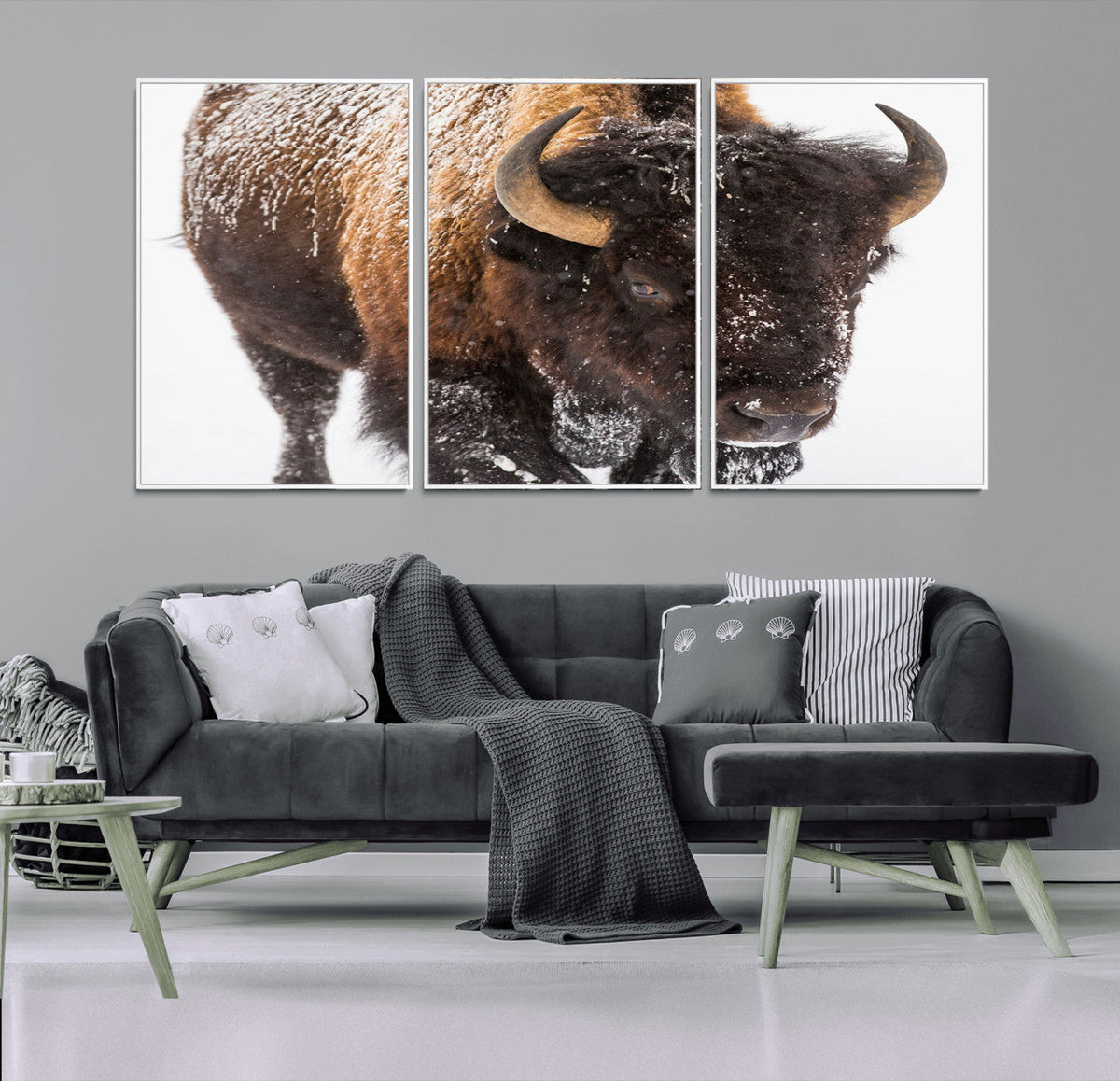 Bison Wall Art Canvas Print For Farmhouse, Wild Animal Wall Art