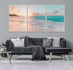 Beach Wall Art, Stunning Ocean Sunset Canvas Print with Coastal Design for Relaxing Home Decor