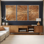 Tree Ring Canvas Art, Rustic Wood Grain Wall Art, Tree Slice Decor for Modern Homes