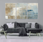 Abstract Blue and Beige Wall Art, Modern Minimalist Canvas Print Set