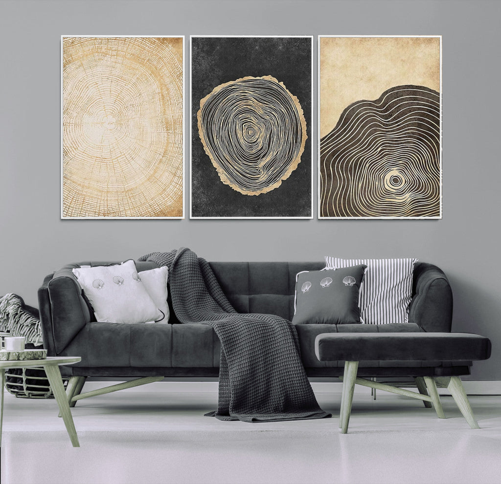 Tree Rings Canvas Wall Art Print, Minimalist Natural History in Modern Decor