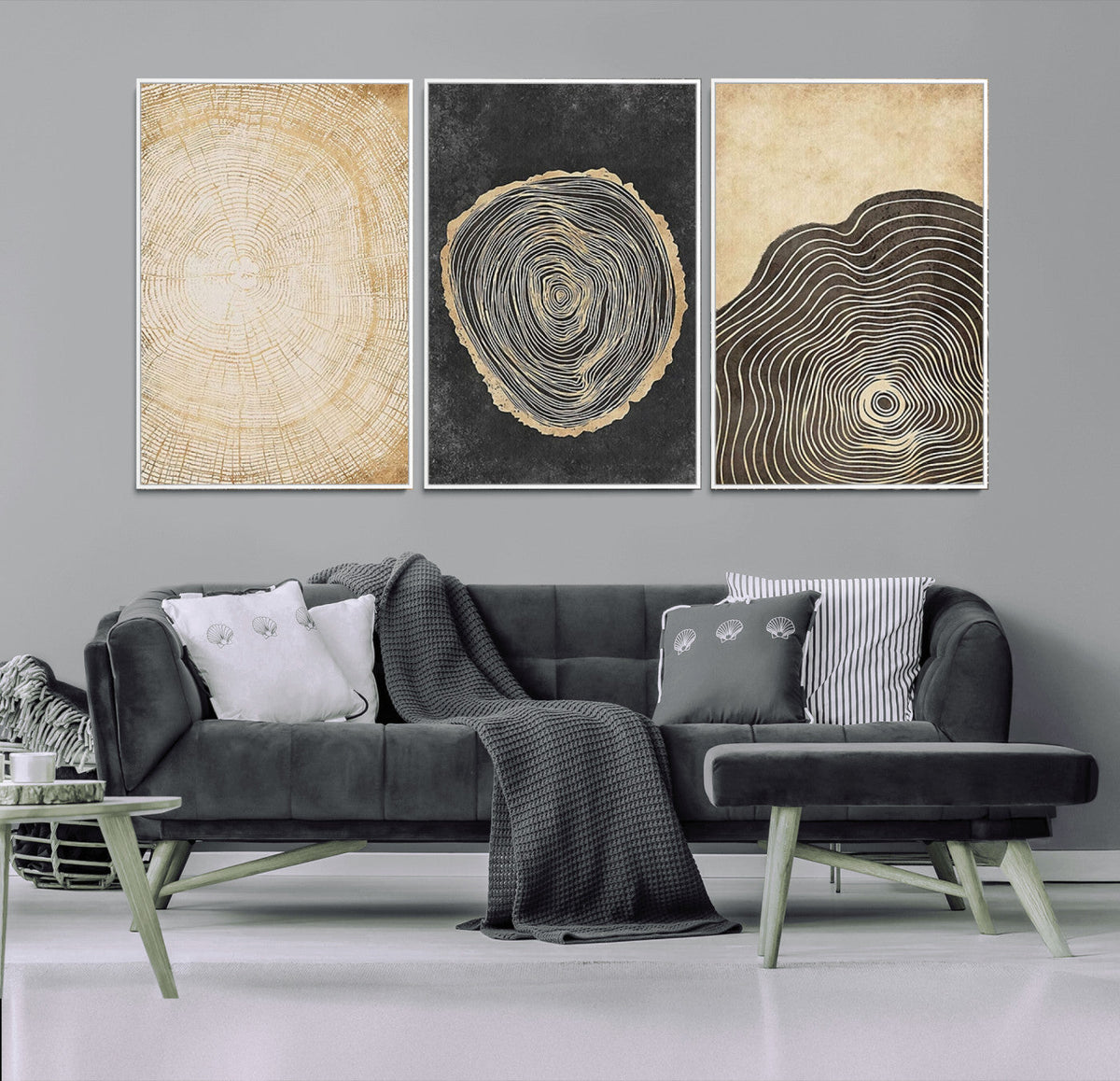 Tree Rings Canvas Wall Art Print, Minimalist Natural History in Modern Decor