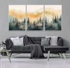Abstract Forest Print | Mountain Wall Art | Autumn Landscape Canvas Print