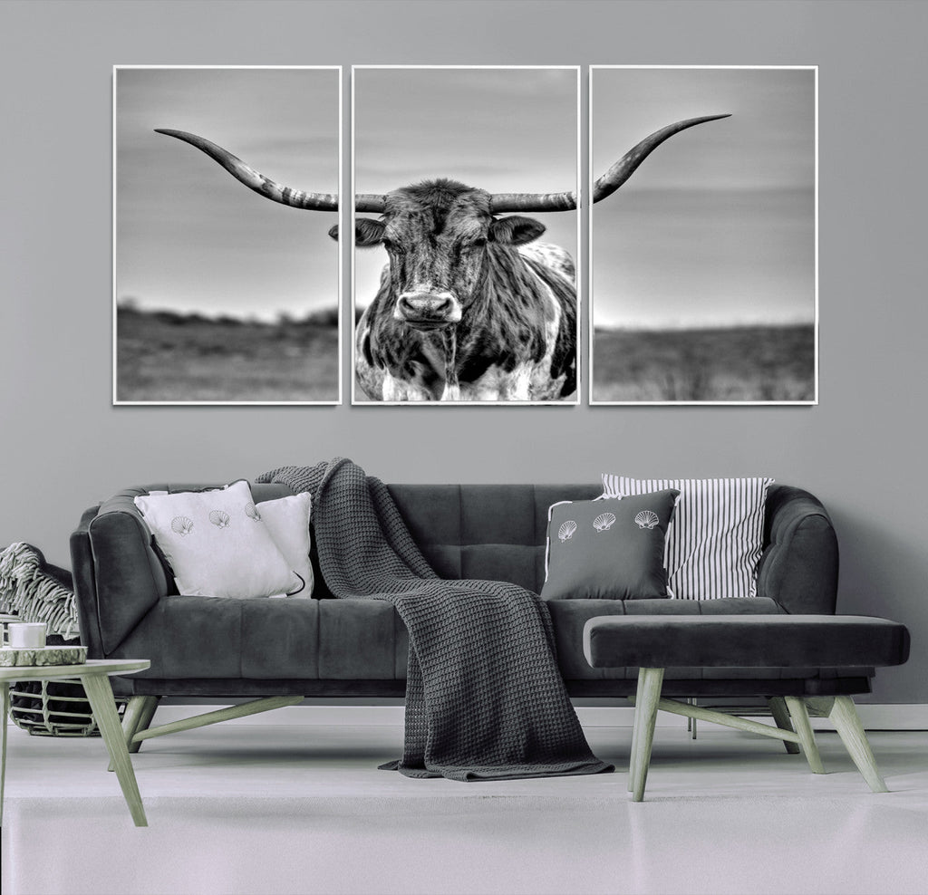 Texas Longhorn Cow Wall Art, Texas Longhorn Canvas, Cattle