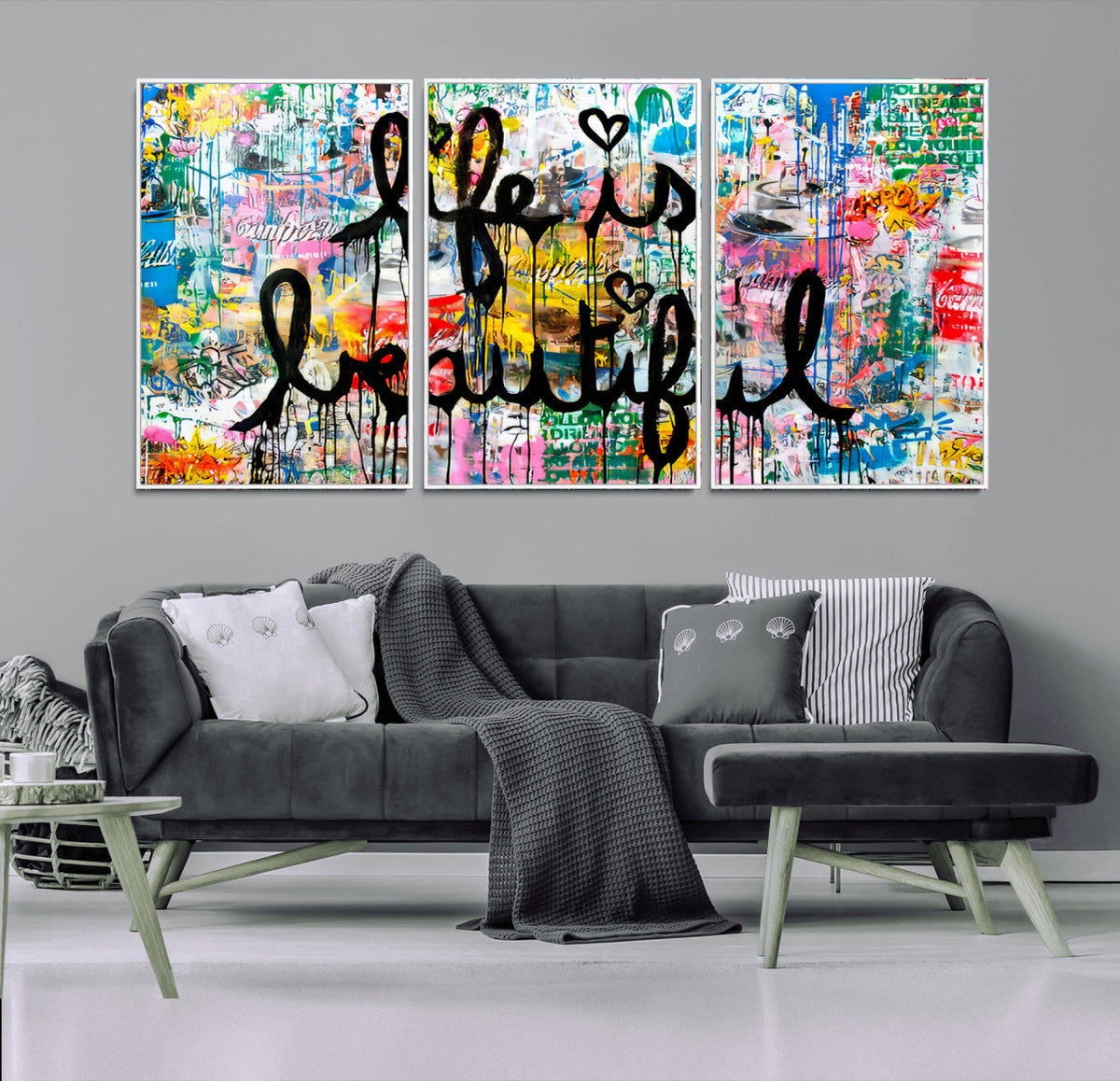 Life Beautiful Art Print | Banksy Graffiti Wall Art Canvas Print
