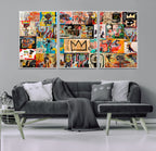 Abstract Art Collage Wall Art Canvas Print, Urban Graffiti Style