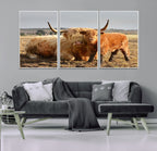 Highland Cow Canvas Wall Art Animal Print for Farm House Decor