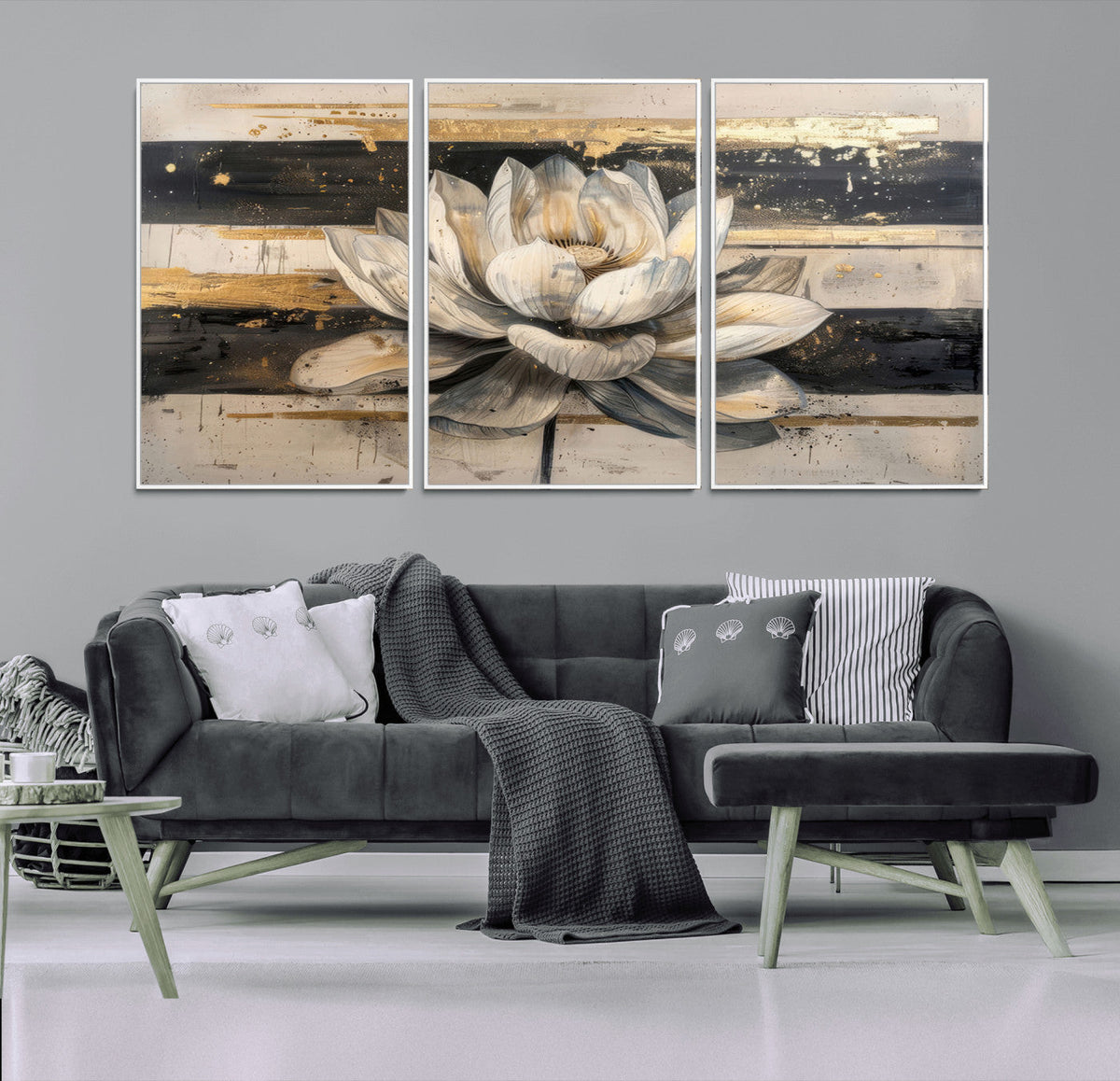 Lotus Flower Wall Art | Framed Abstract Floral Canvas
