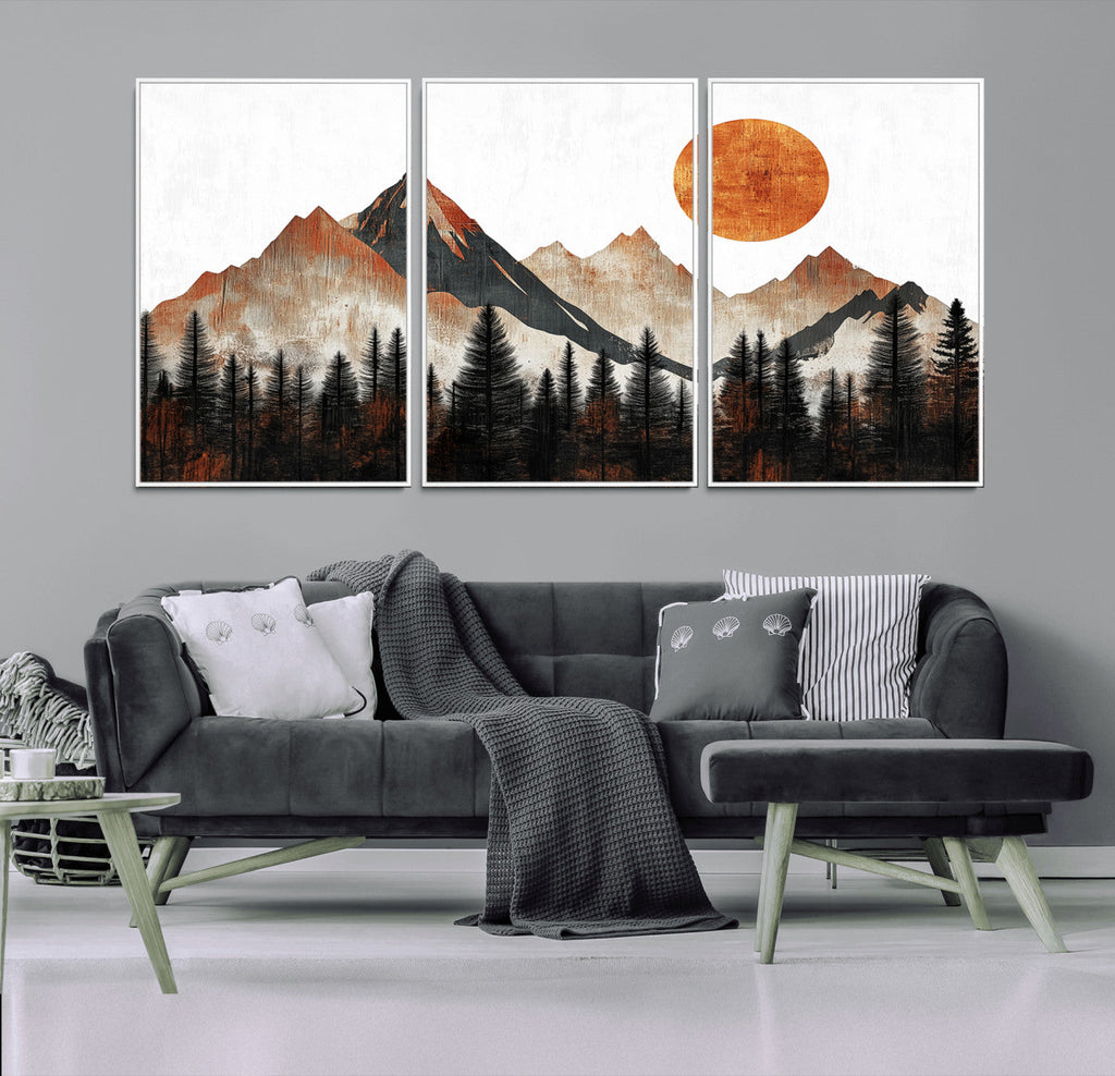 Modern Abstract Mountain Canvas Wall Art Print