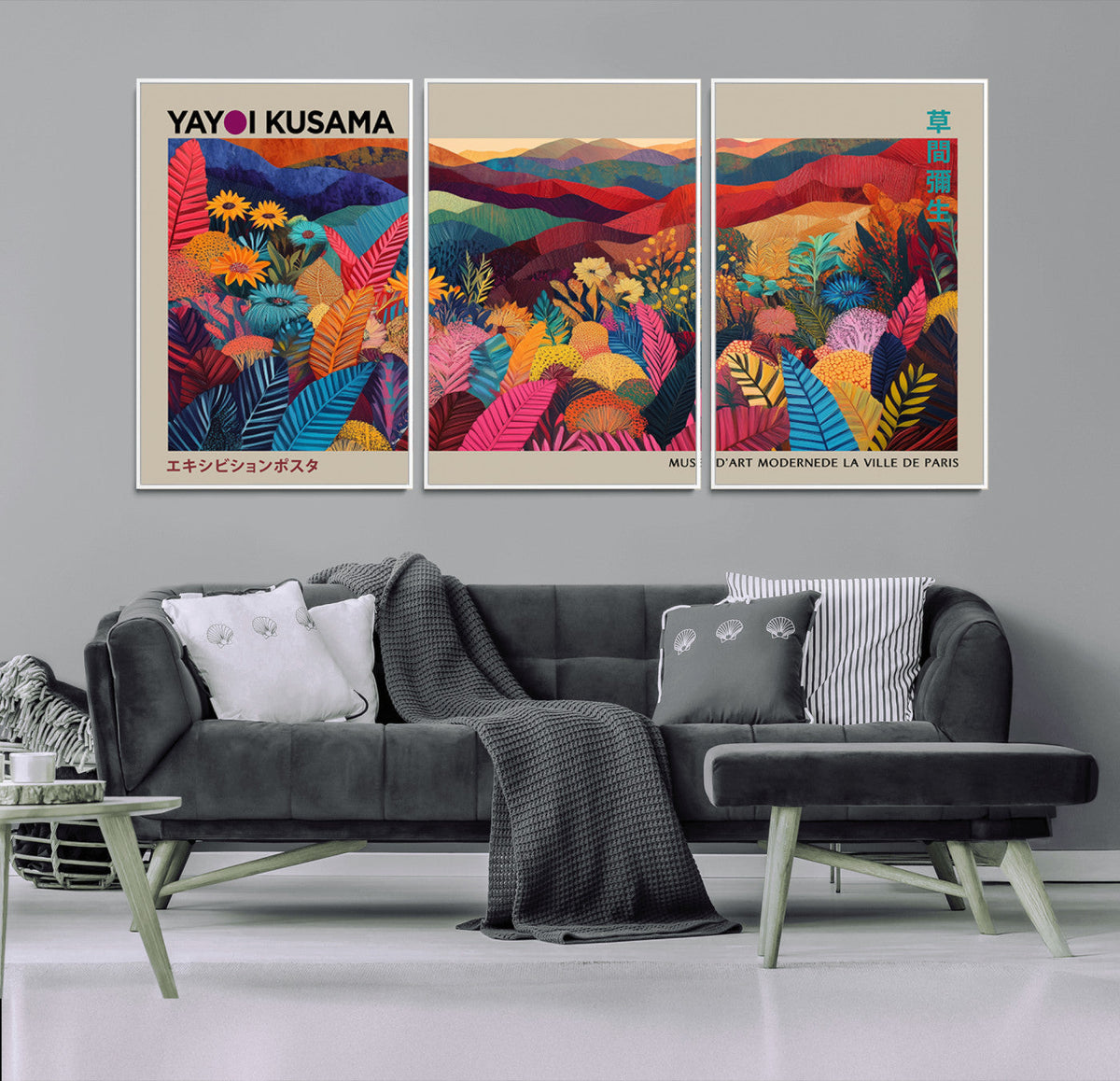 Yayoi Kusama Wall Art Canvas Print, Abstract Art, Large Framed Print, Japanese Wabi Sabi Wall Art