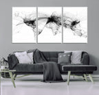 Abstract World Map Wall Art | Framed Geometric Line Canvas