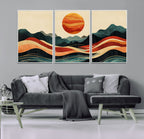 Mountain Triptych Wall Art Canvas Print | Western Boho Pine Tree Nature Print