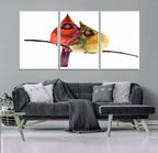 Cardinal Bird Canvas Wall Art, Male and Female Cardinal Print, Nature Inspired Bird Decor
