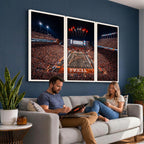 Texas Stadium Night Game Wall Art Canvas Print, Vibrant Football Fireworks Scene
