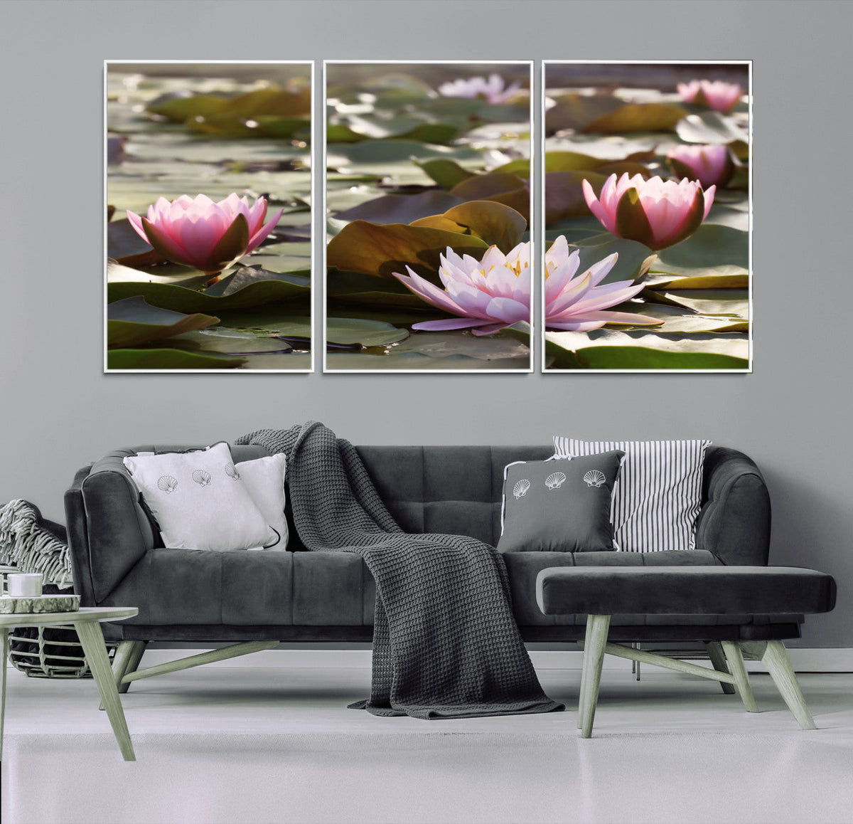 Lotus Flower Wall Art Canvas Print, Water Lily Large Wall Art for Yoga Room Decor