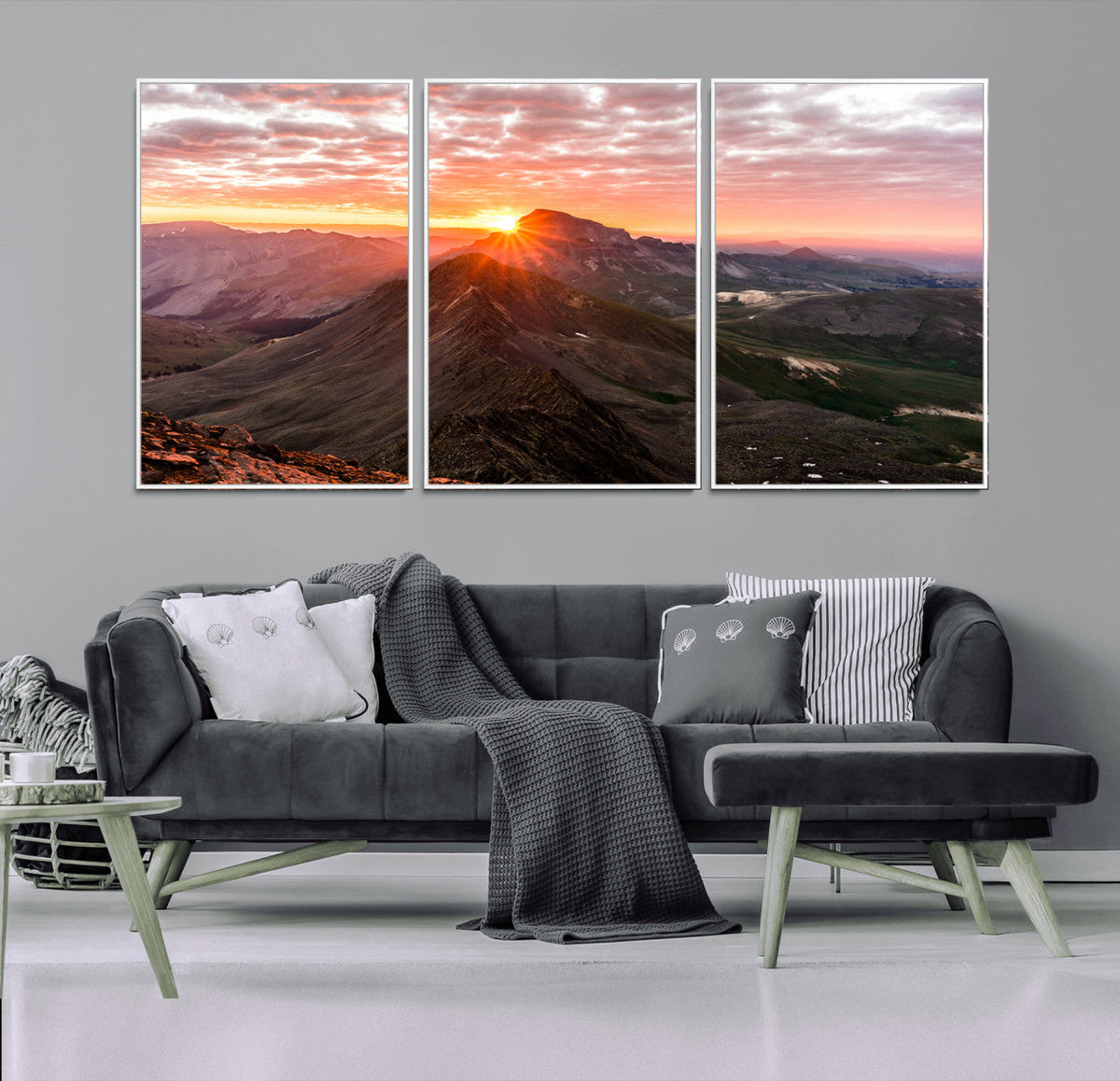 Mountain Sunrise Wall Art | Framed Alpine Ridge Canvas