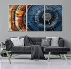Framed Abstract Tree Ring Wall Art Print, Natural Rustic Wood Grain Canvas Print