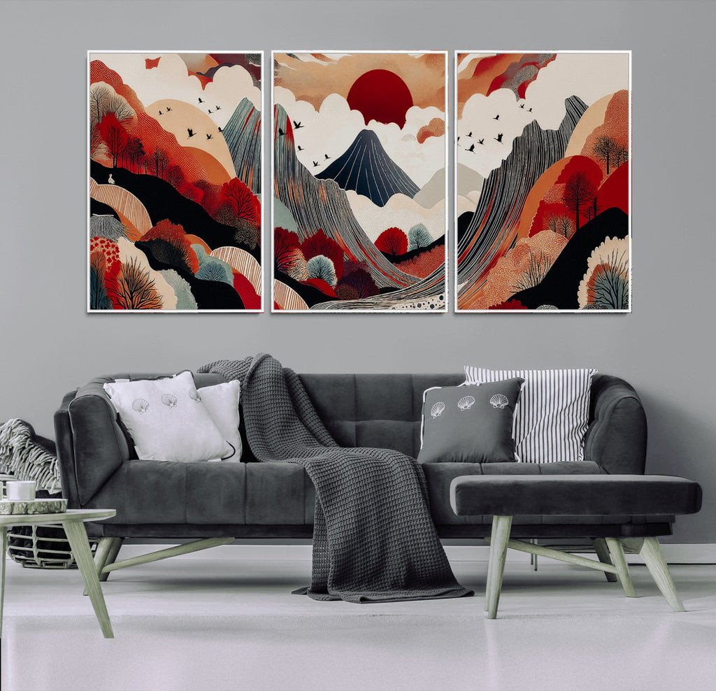 Abstract Mountain Wall Art Canvas Print | Vibrant Stylized Landscape