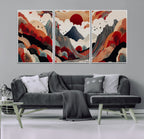 Abstract Mountain Wall Art Canvas Print | Vibrant Stylized Landscape