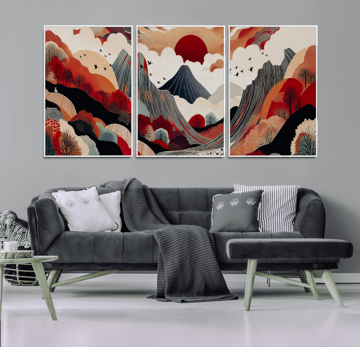 Abstract Mountain Wall Art Canvas Print | Vibrant Stylized Landscape