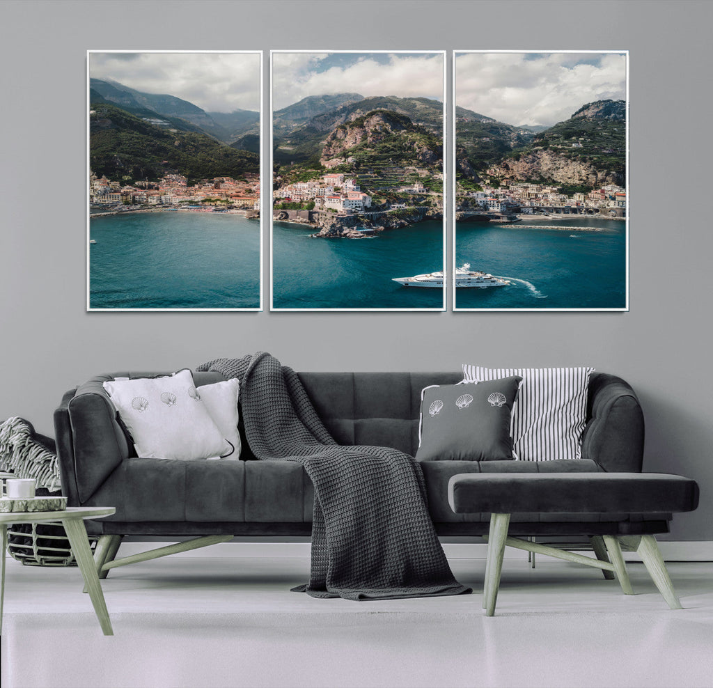 Amalfi Coast Wall Art | Framed Italian Seaside Canvas