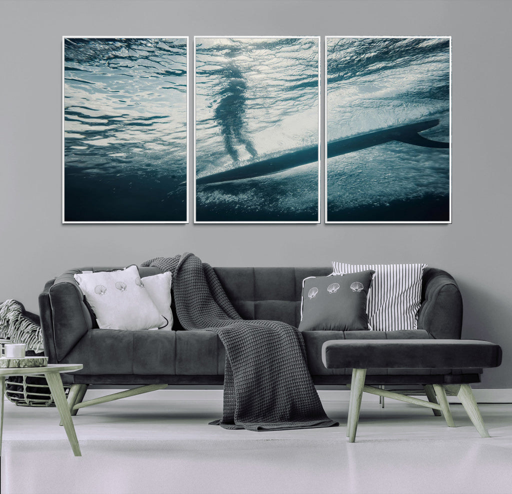 Underwater Surf Wall Art | Framed Ocean Wave Canvas Artwork