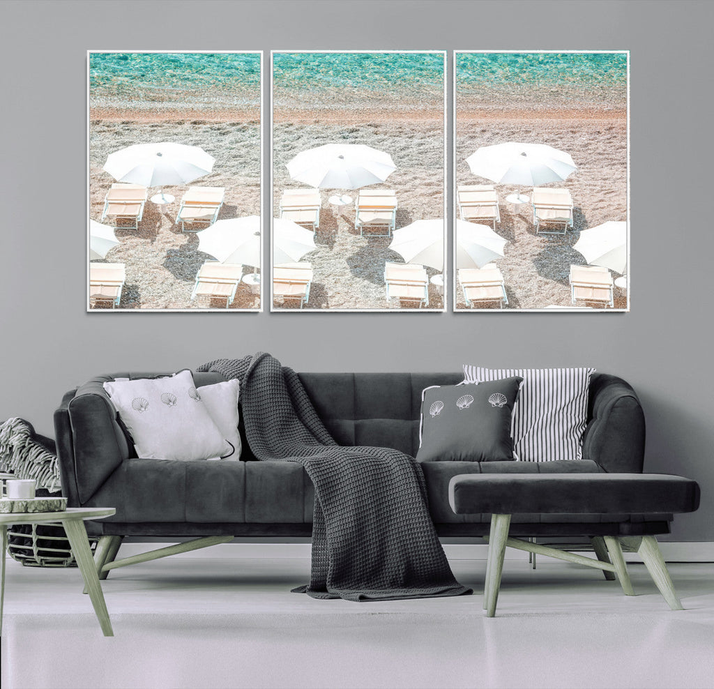 Calm Beach Wall Art | Framed Turquoise Water Canvas Artwork