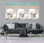 Calm Beach Wall Art | Framed Turquoise Water Canvas Artwork