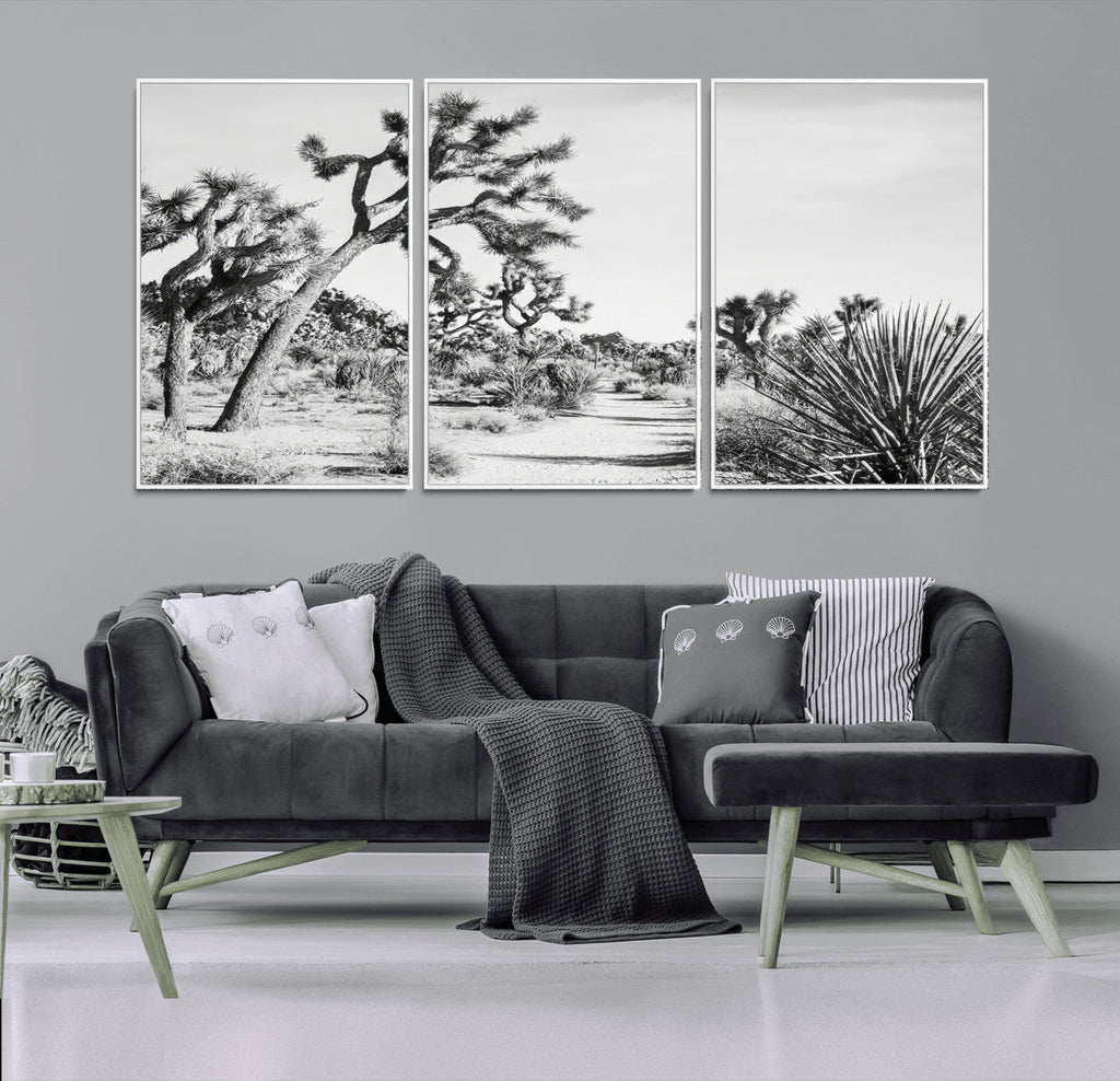 Joshua Tree Wall Art | Black & White Canvas Print, Nature Serenity Decor