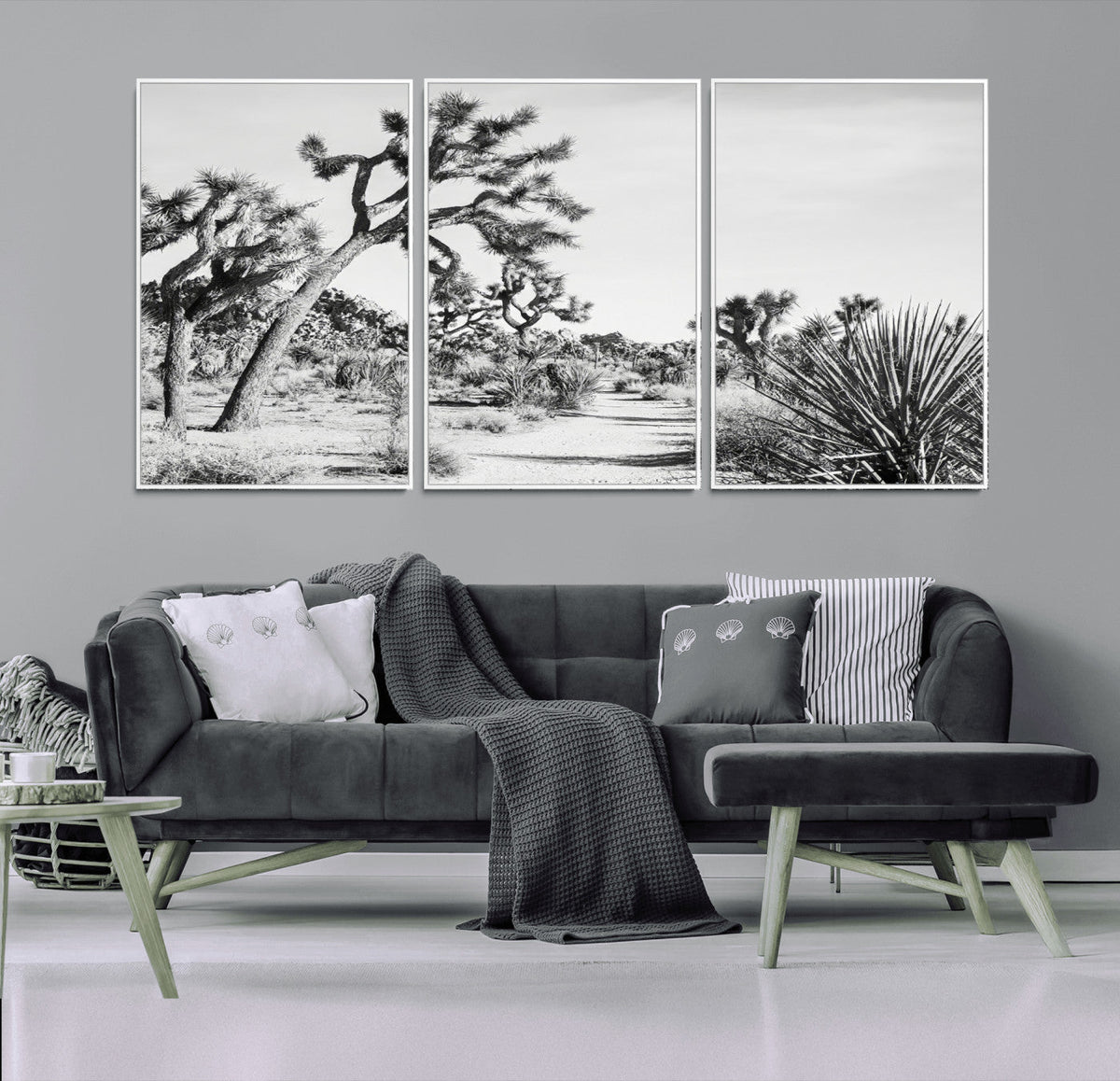 Joshua Tree Wall Art | Black & White Canvas Print, Nature Serenity Decor