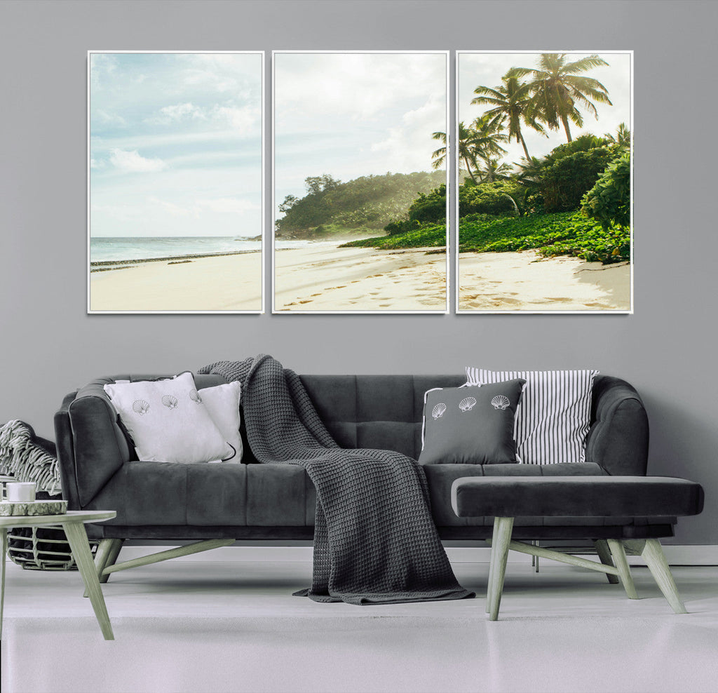 Relaxing Beach Wall Art Canvas Print, Framed Ocean View Coastal Serenity