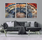 Tree Rings Wall Art Canvas Print, Framed Petrified Wood Art, Modern Rustic Decor