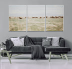 Bison Herd Wall Art Canvas Print, Framed Western Ranch Nature Scene