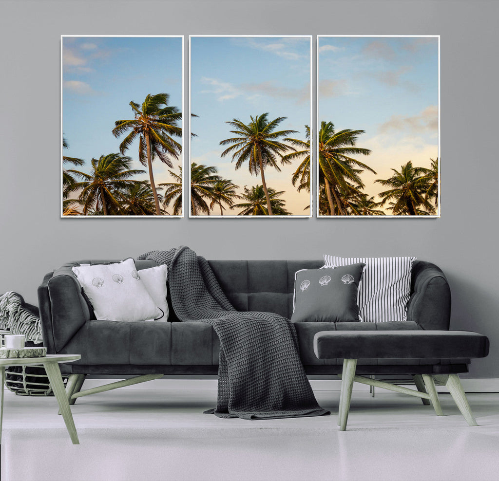 Palms Wall Art Canvas Print, Framed Tropical Coastal Nature Scene