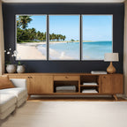Palm Tree Coast Wall Art Canvas Print, Framed Island Getaway with Crystal Blue Water