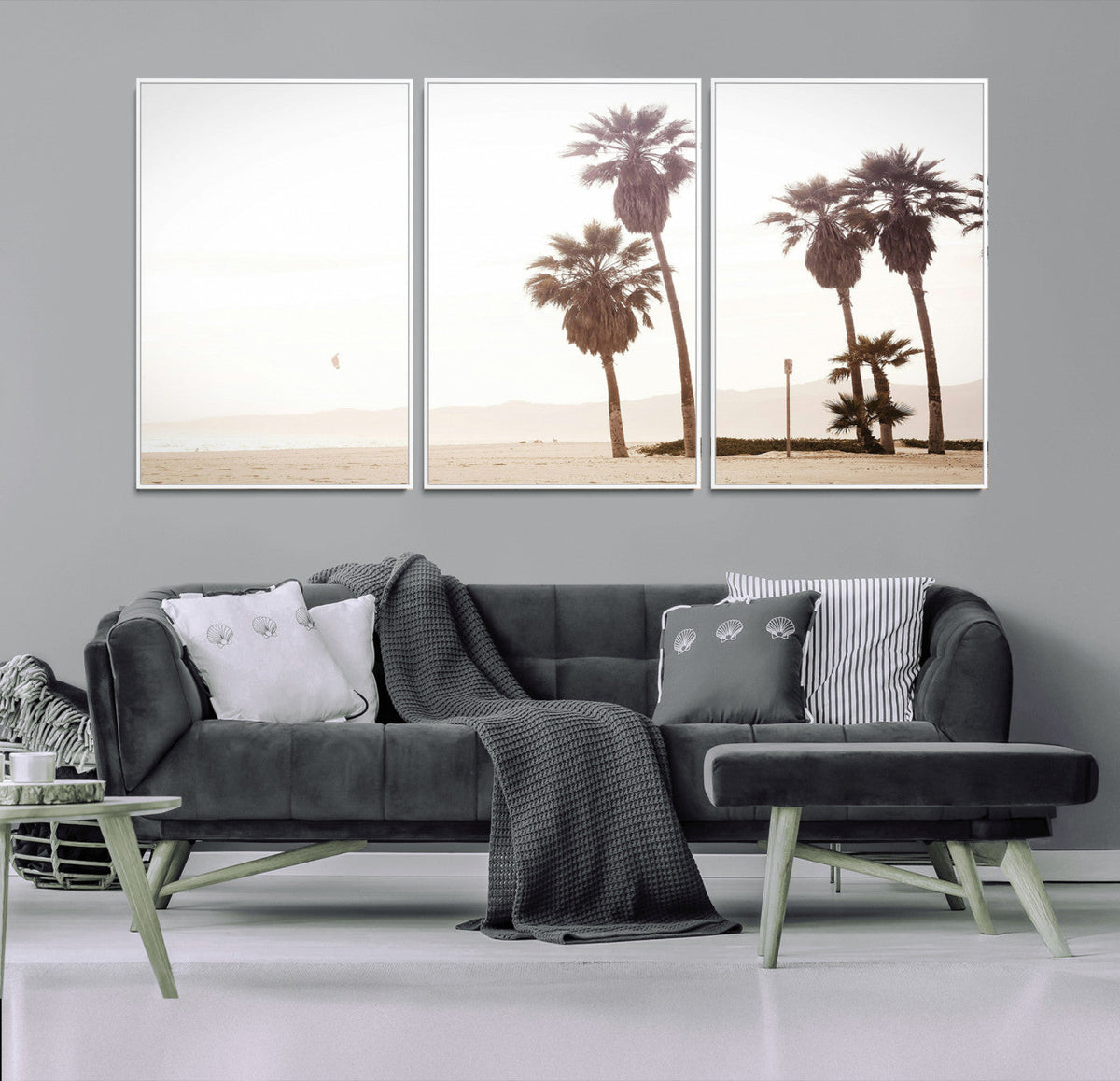 Coastal Light Wall Art Canvas Print, Framed Relaxing Shoreline Art, Minimalist Ocean Tropical Decor