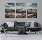 Mountain Landscape Wall Art Canvas Print, Framed Snowy Peaks Art, Rugged Highlands Rustic Adventure Decor