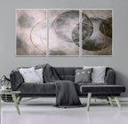 Abstract Grey Gold Wall Art | Modern Geometric Canvas