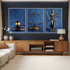 Legal Justice Wall Art Canvas Print | Gavel, Scales and Lady Justice
