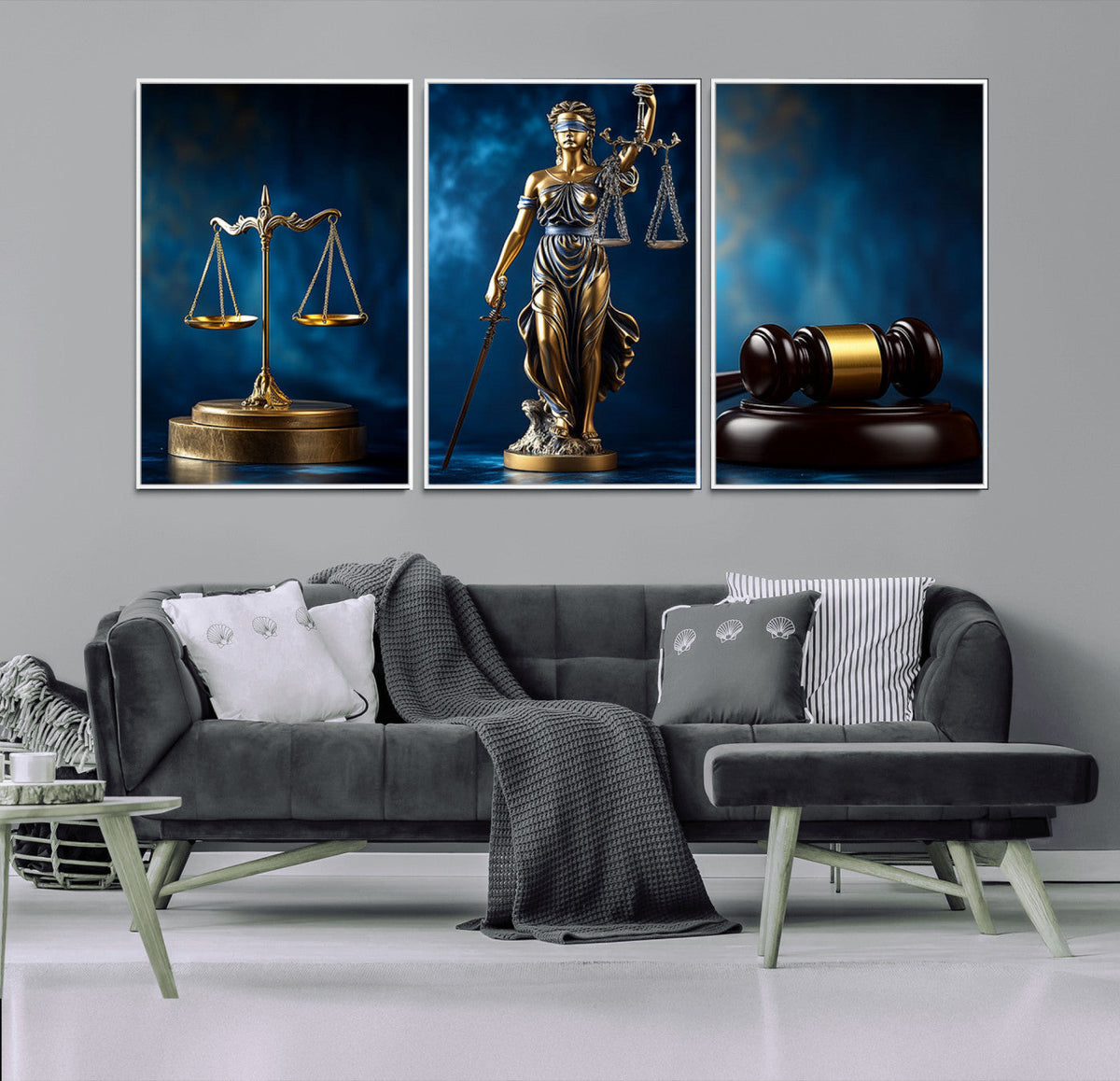 Justice Scales Statue Wall Art, Lady Justice Canvas Print