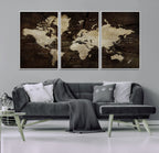 World Map Wall Art Canvas Print | Framed Travel Map Wall Art