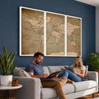 Dark World Map Canvas Print | Framed Travel Map Wall Art