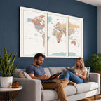 Pastel Colors World Map Wall Art Canvas Print